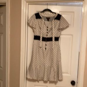 Dress by Chadwick’s Collection, navy blue and white.
